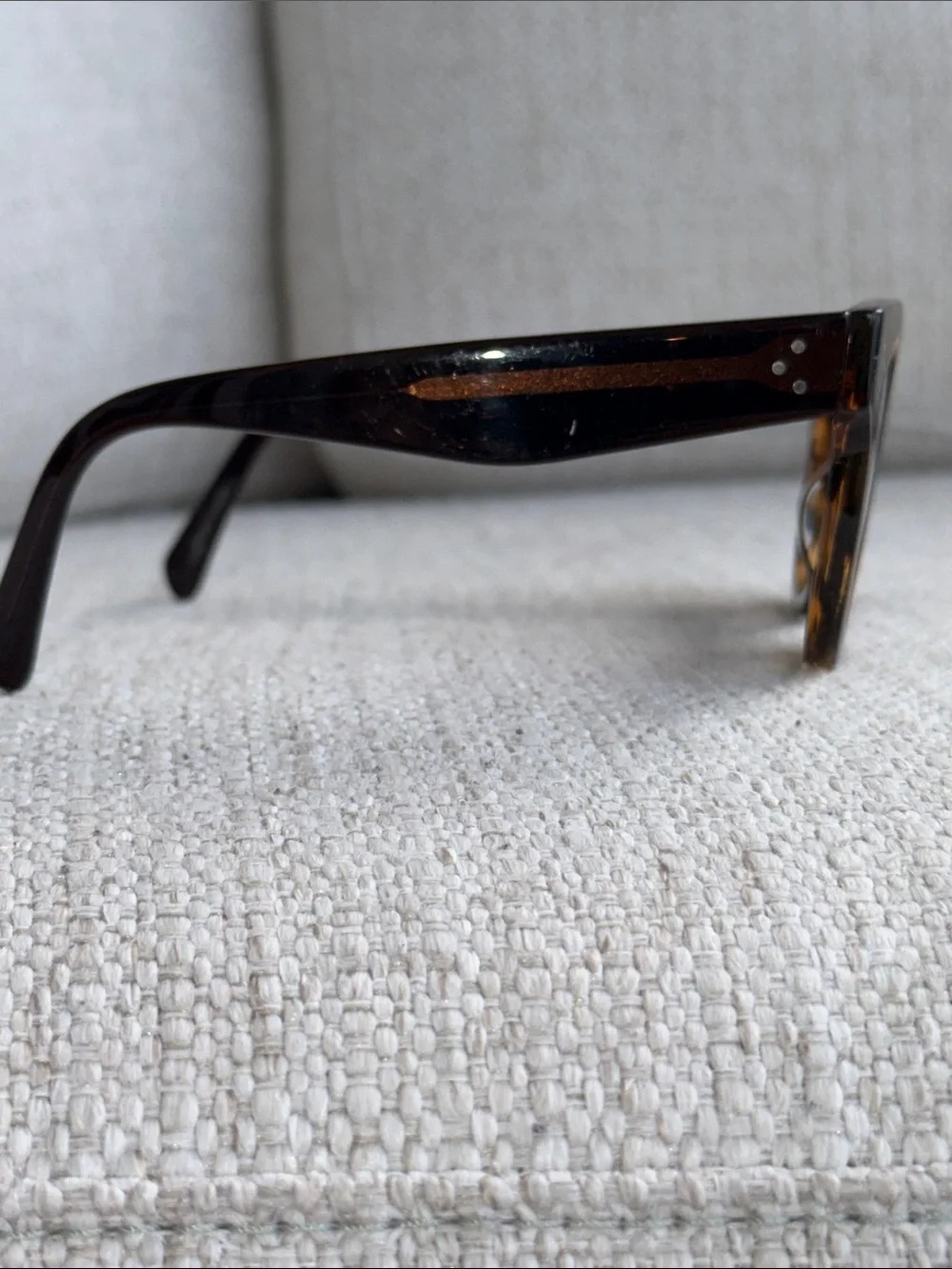 Celine Tortoiseshell Round Sunglasses with Dark Lenses